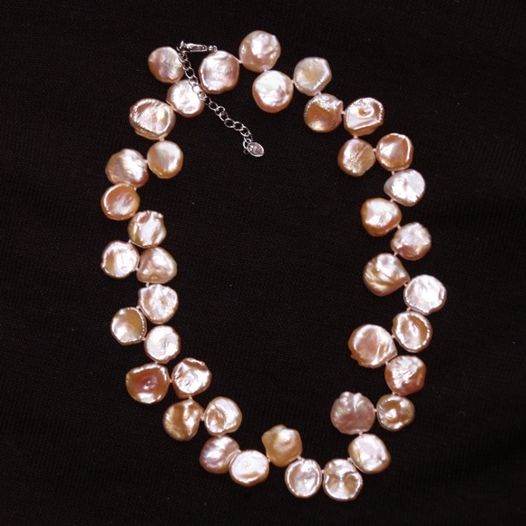 Peach pearl necklace with sterling silver - Picture 3 of 4